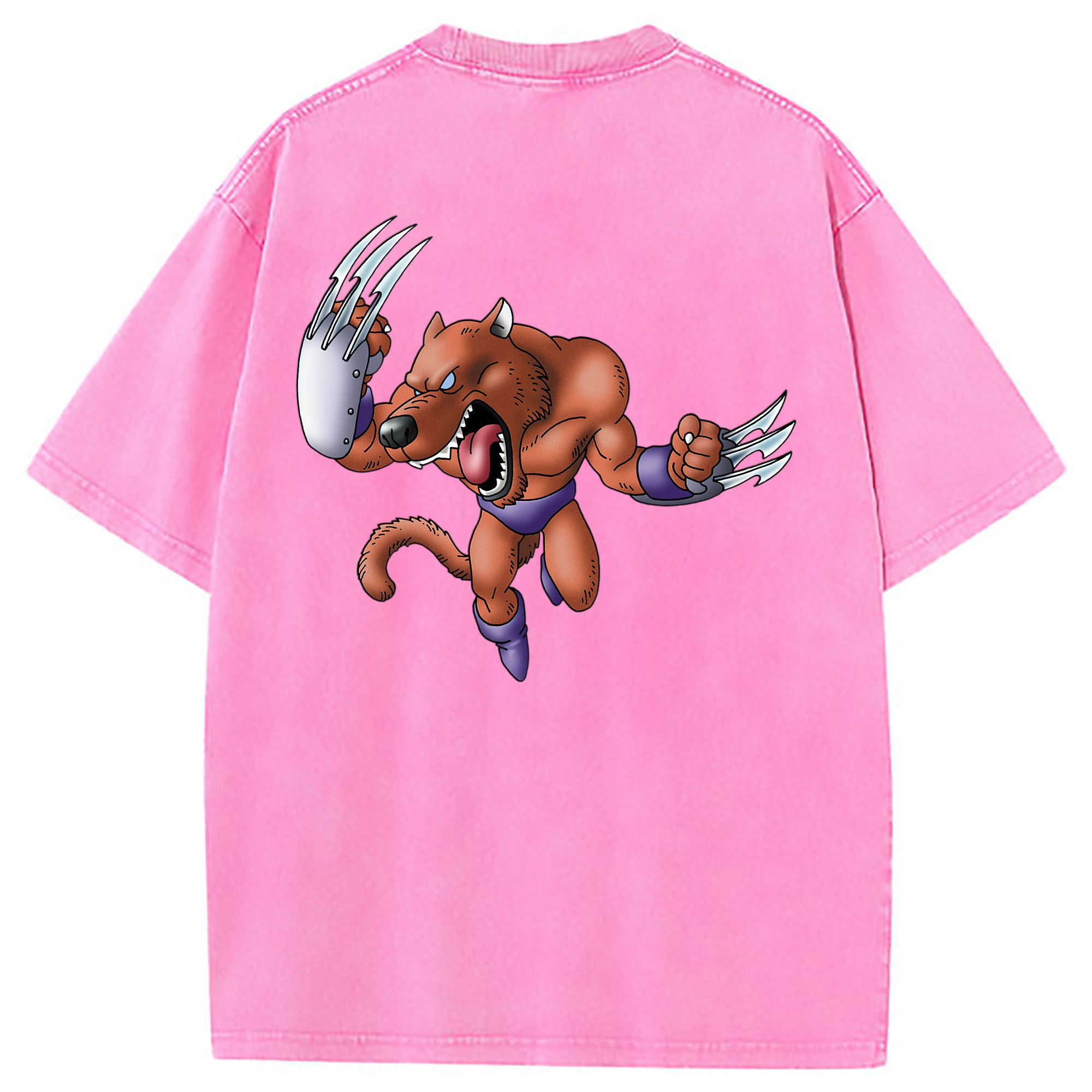 （画像用） ドラゴンクエスト Doragon Kuesuto Dragon Quest 綿100% ヴィンテージ風 半袖Tシャツ（背面プリント）